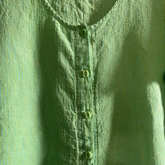 FLAX Green & Yellow Plaid Button-Front Women's Top…NWOT…Size M - Picture 2 of 7